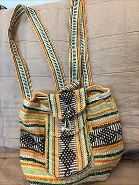 FLORES Handwoven Striped Backpack